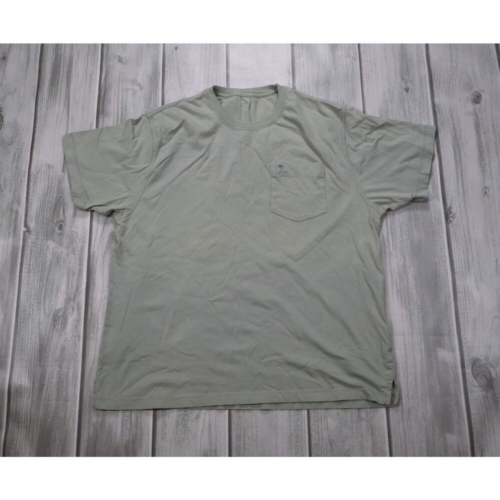 Island Shores Men's Green Solid Logo Crew Neck Short Sleeve Pocket T-Shirt Sz XL